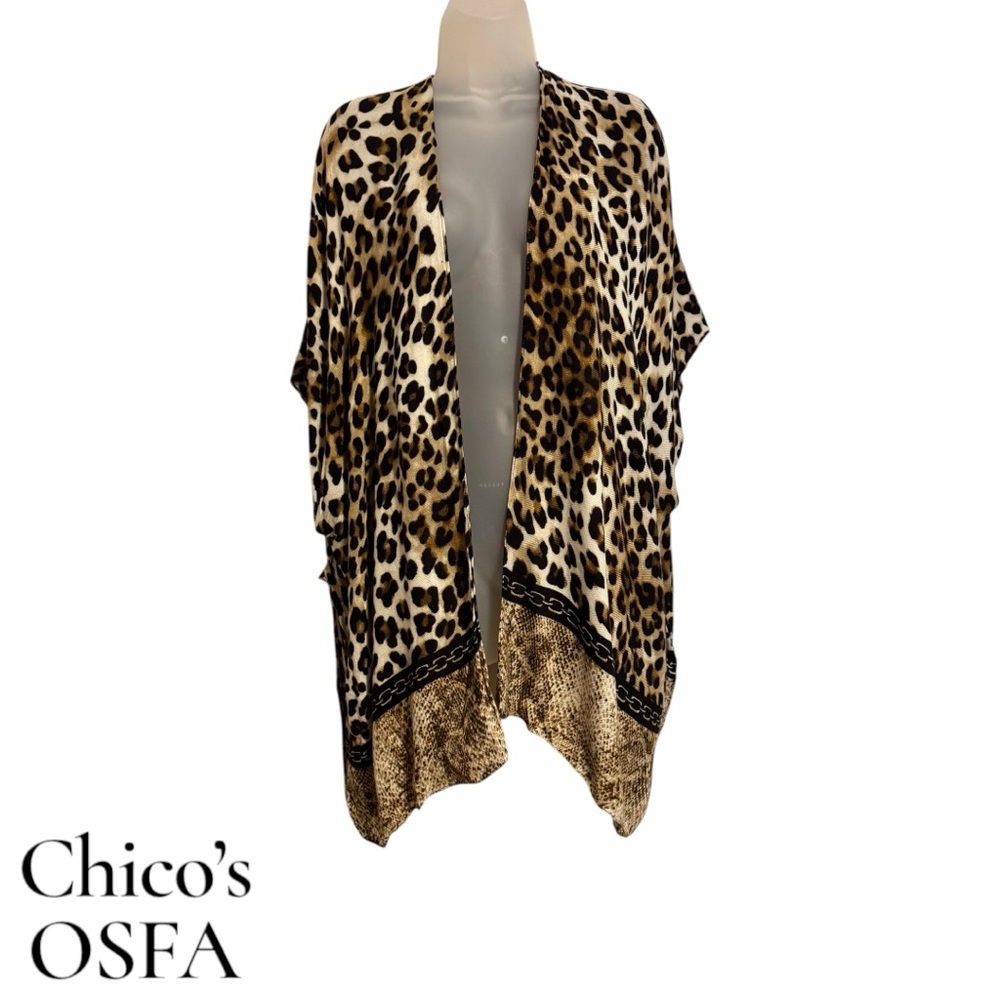 Chico's Animal Print Open Front Ruana/Kimono/Topper OSFA #6 - Picture 1 of 7